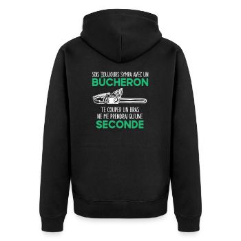 Bûcheron Tronçonneuse Humour Cadeau - Veste à capuche bio Premium Unisexe - noir - Dos - Nico (187cm)