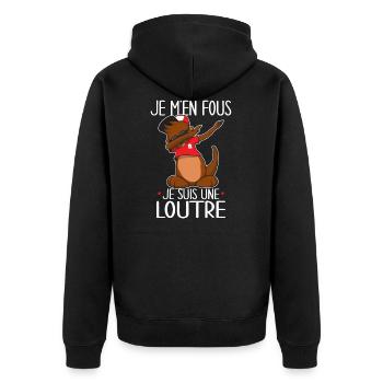 Je m'en fous je suis une loutre - Veste à capuche bio Premium Unisexe - noir - Dos - Nico (187cm)