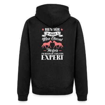 Je parle à mon cheval - humour cadeau - Veste à capuche bio Premium Unisexe - noir - Dos - Nico (187cm)