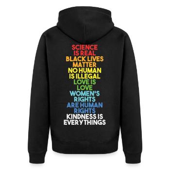 Science Is Real Black Lives Matter Equality Facts - Unisex Premium Organic Zip Hoodie - black - Back - Nico (187cm)