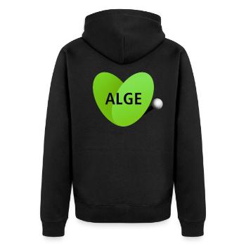 Alge - Unisex Premium Bio Zip Hoodie - Schwarz - Hinten - Nico (187cm)