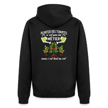 Planter des tomates - humour cadeau - Veste à capuche bio Premium Unisexe - noir - Dos - Nico (187cm)
