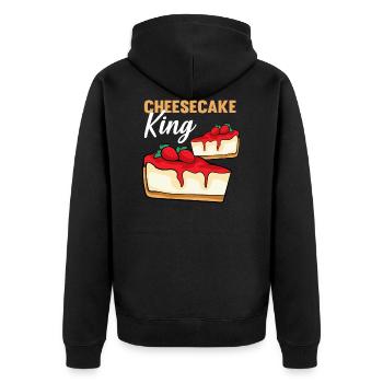 Cheesecake King - Unisex Premium Organic Zip Hoodie - black - Back - Nico (187cm)