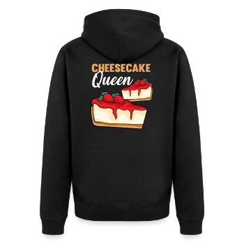 Cheesecake Queen - Unisex Premium Organic Zip Hoodie - black - Back - Nico (187cm)