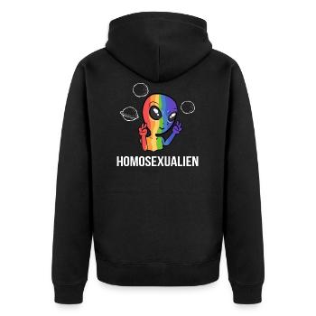 Homosexualien LGBTQ Mitglied Geschenk - Unisex Premium Bio Zip Hoodie - Schwarz - Hinten - Nico (187cm)