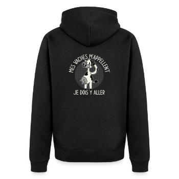 Vaches Paysan Fermier Ferme Vache Humour Cadeau - Veste à capuche bio Premium Unisexe - noir - Dos - Nico (187cm)