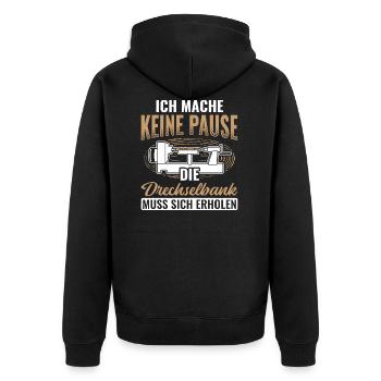Drechseln Drehen Drechsler - Unisex Premium Bio Zip Hoodie - Schwarz - Hinten - Nico (187cm)