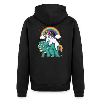 Dinosaure Licorne Tricératops Cadeau Magique - Veste à capuche bio Premium Unisexe - noir - Dos - Nico (187cm)
