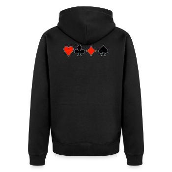 Las Vegas Cards with glowing outline - Unisex Premium Organic Zip Hoodie - black - Back - Nico (187cm)