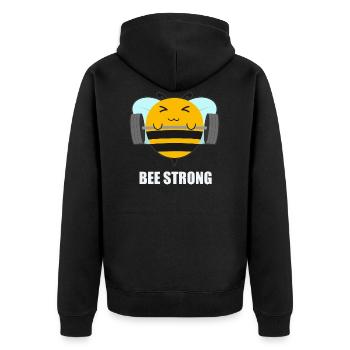 Be Strong Biene Kraftsport Fitness Gym Workout - Unisex Premium Bio Zip Hoodie - Schwarz - Hinten - Nico (187cm)