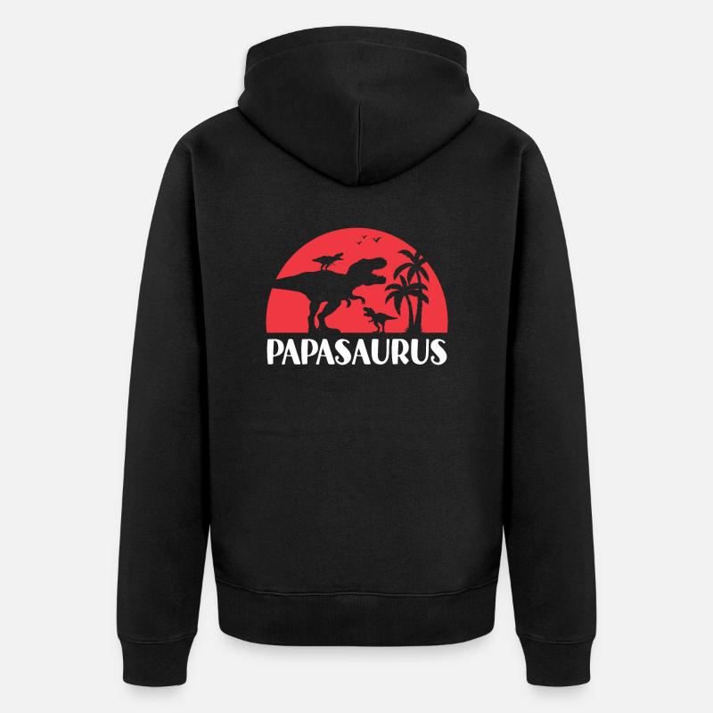 Papasaurus Cadeau Papa T-rex Dinosaure - Veste à capuche bio Premium Unisexe - noir
