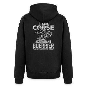 Korsischer Krieger-Geschenk-Humor - Unisex Premium Bio Zip Hoodie - Schwarz - Hinten - Nico (187cm)