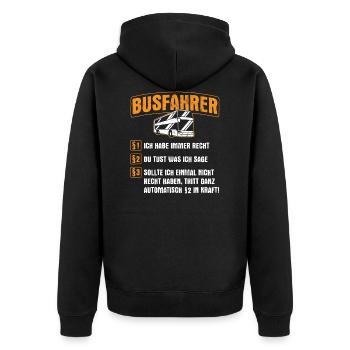 Busfahrer Beruf - Unisex Premium Bio Zip Hoodie - Schwarz - Hinten - Nico (187cm)