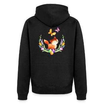 Pâques renard printemps fleurs de printemps nature - Veste à capuche bio Premium Unisexe - noir - Dos - Nico (187cm)