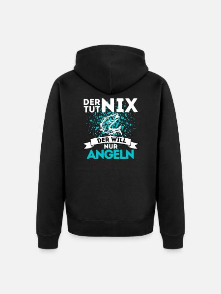 DER TUT NIX DER WILL NUR ANGELN - Lustiges Angel - Unisex Premium Bio Zip Hoodie - Schwarz