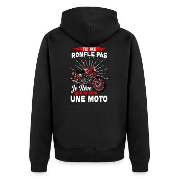 Je rêve que je suis une moto - humour motard - Veste à capuche bio Premium Unisexe - noir - Dos - Nico (187cm)
