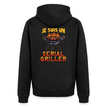 Serial Griller - Humour Barbecue - Veste à capuche bio Premium Unisexe - noir - Dos - Nico (187cm)