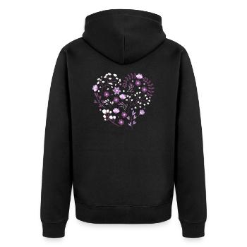 LILA VALENTIENSTAG FLOWERS HEART - BLUMENHERZ - Unisex Premium Organic Zip Hoodie - black - Back - Nico (187cm)