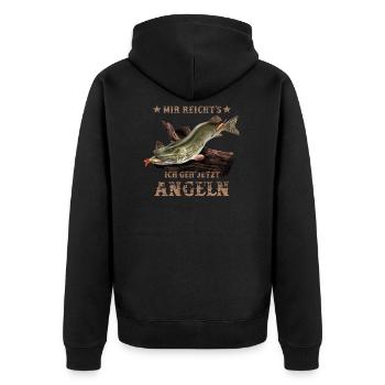 Hecht Angler Spruch lustiges Fischer Geschenk - Unisex Premium Bio Zip Hoodie - Schwarz - Hinten - Nico (187cm)