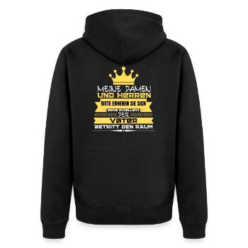 vater, papa, sohn, vatertag, tochter, vater und so - Unisex Premium Bio Zip Hoodie - Schwarz - Hinten - Nico (187cm)