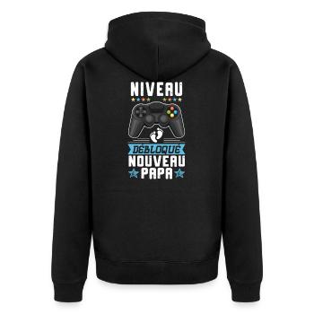 Futur Papa Gamer Annonce Nouvelle Naissance Cadeau - Veste à capuche bio Premium Unisexe - noir - Dos - Nico (187cm)