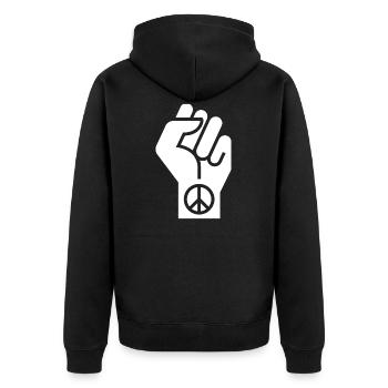 peace, peace sign, love, peace, peace symbol - Unisex Premium Organic Zip Hoodie - black - Back - Nico (187cm)