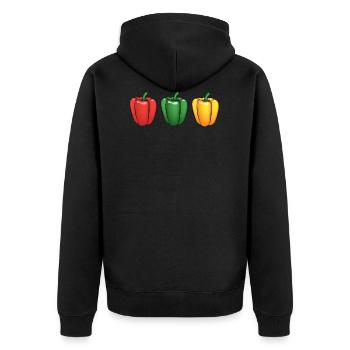 Poivrons rouge vert jaune - Veste à capuche bio Premium Unisexe - noir - Dos - Nico (187cm)