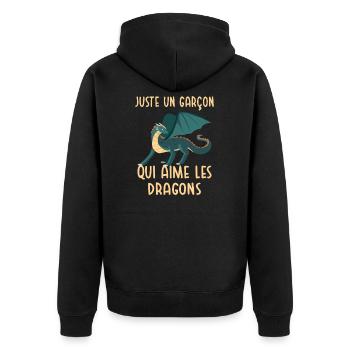Un Garçon Qui Aime Les Dragons - Veste à capuche bio Premium Unisexe - noir - Dos - Nico (187cm)