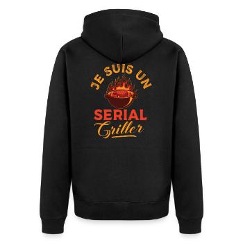 Serial Griller - Humour Barbecue - Veste à capuche bio Premium Unisexe - noir - Dos - Nico (187cm)
