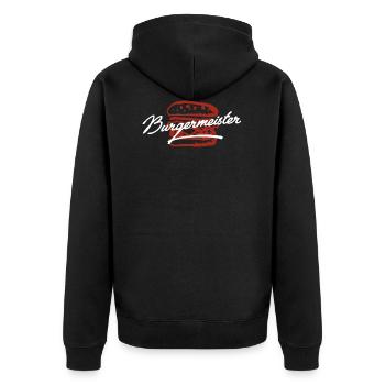 Burgermeister - Unisex Premium Bio Zip Hoodie - Schwarz - Hinten - Nico (187cm)