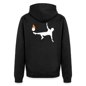 BRENNDER SEITFALLZIEHER - FOOTBALL PLAYER MOTIF - Unisex Premium Organic Zip Hoodie - black - Back - Nico (187cm)