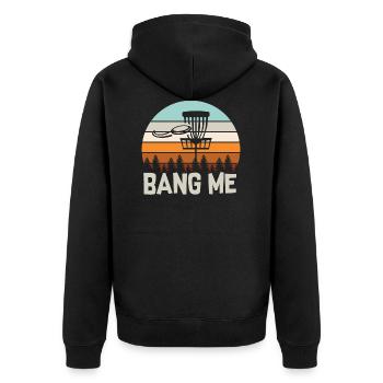 Disc golf Bang me - Unisex Premium Organic Zip Hoodie - black - Back - Nico (187cm)