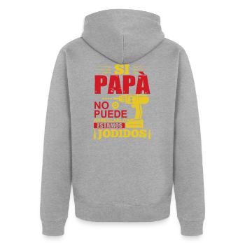 Papà Manitas Artesano Regalo Para El Día Del Padre - Unisex Premium Bio Zip Hoodie - Grau meliert - Hinten - Nico (187cm)