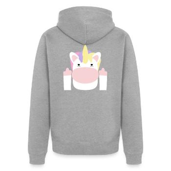 middle finger - Unisex Premium Organic Zip Hoodie - heather grey - Back - Nico (187cm)