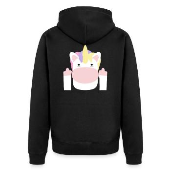 middle finger - Unisex Premium Organic Zip Hoodie - black - Back - Nico (187cm)
