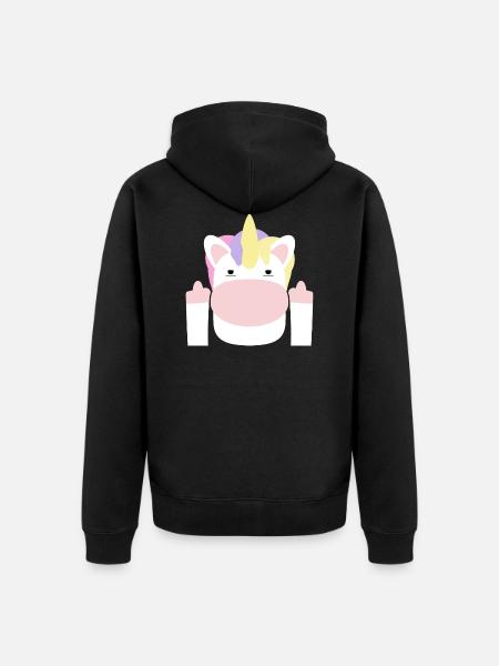 middle finger - Unisex Premium Organic Zip Hoodie - black