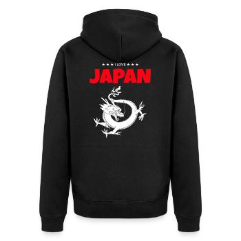 I Love Japan - Dragon of Asia - Unisex Premium Organic Zip Hoodie - black - Back - Nico (187cm)
