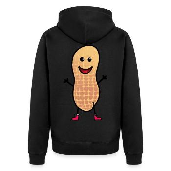 Erdnuss fröhlich Hallo Grüßen Freunde Kind - Unisex Premium Bio Zip Hoodie - Schwarz - Hinten - Nico (187cm)