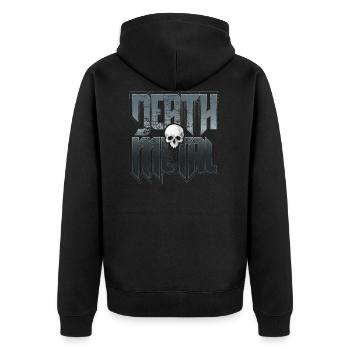 Death Metal Grau - Unisex Premium Bio Zip Hoodie - Schwarz - Hinten - Nico (187cm)