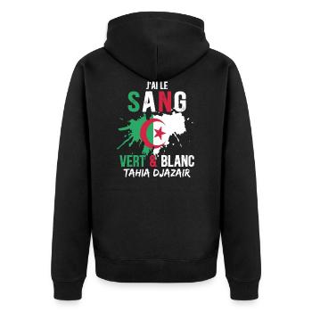 Drapeau Algérie Cadeau Supporter Algérien Équipe - Veste à capuche bio Premium Unisexe - noir - Dos - Nico (187cm)