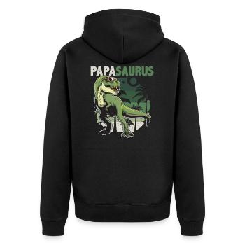Papasaurus - Papa T Rex Dinosaur Gift - Unisex Premium Organic Zip Hoodie - black - Back - Nico (187cm)