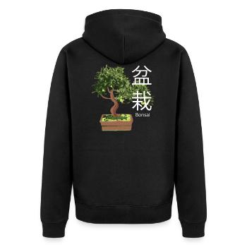 Bonsai Tree Plants - Unisex Premium Organic Zip Hoodie - black - Back - Nico (187cm)