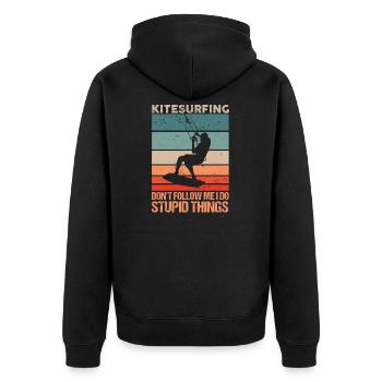 Kiteboard Kite Surf Surf Surf Retro Vintage Kiten - Veste à capuche bio Premium Unisexe - noir - Dos - Nico (187cm)