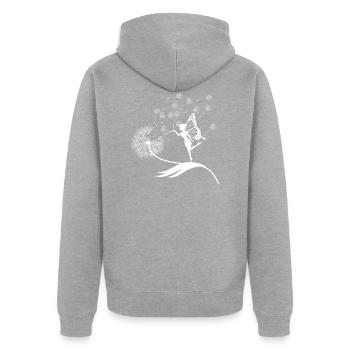 Papillons design puste fleurs prairie coeurs fées - Veste à capuche bio Premium Unisexe - gris chiné - Dos - Nico (187cm)