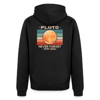 Vintage Never Forget Pluto Retro - Unisex Premium Bio Zip Hoodie - Schwarz - Hinten - Nico (187cm)