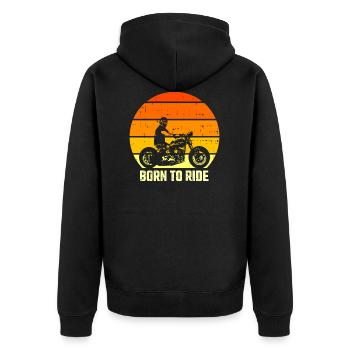 Born to Ride Moto Retro Vintage - Veste à capuche bio Premium Unisexe - noir - Dos - Nico (187cm)