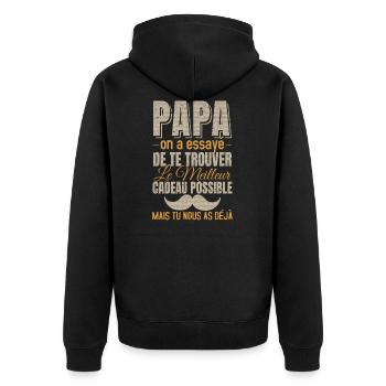 Papa Meilleur Cadeau Fête Des Pères Humour - Veste à capuche bio Premium Unisexe - noir - Dos - Nico (187cm)