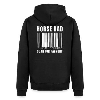 Pferd Papa Scan für Zahlung Dad Day Rodeo Texas - Unisex Premium Bio Zip Hoodie - Schwarz - Hinten - Nico (187cm)