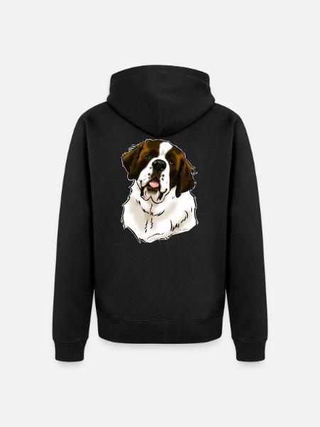Bernhardiner Hundekopf (dunkle Textilien) - Unisex Premium Bio Zip Hoodie - Schwarz
