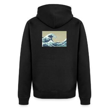 Great Wave of Kanagawa - Unisex Premium Bio Zip Hoodie - Schwarz - Hinten - Nico (187cm)